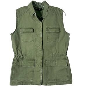 Fate Women's Sleeveless Cinch Waist Utility Vest Jacket Olive Green Size Small